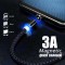 1M Magnetic Fast Charger Cable 540º Rotation LED Micro USB/Type C&IPhone Android USB Charger Cable