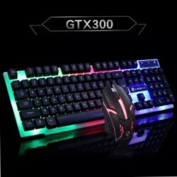 04 keys Rainbow Gaming USB Wired Keyboard colorful button Mouse suit LED Backlit Mobile Club