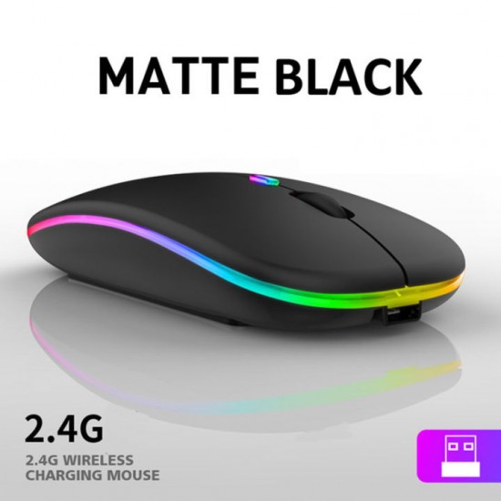 LED Silent Wireless Mouse Rechargeable Bluetooth 5.1 & 2.4G Backlit For Laptop Tablet MacBook ipad